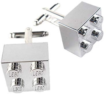 Chrome Silver Colour Cufflinks Handmade with Building Bricks *