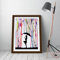 Banksy Regenschirm Mädchen – Premium Wandkunst, gerahmt, 3 Farben – 4 Größen (A3, Walnuss)