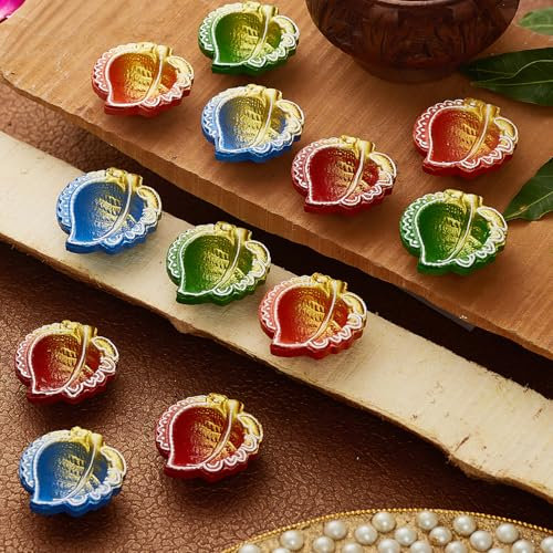 TIED RIBBONS 12 Stück handgefertigte Diya aus Ton für Diwali | traditionelles hausgemachtes Diyas-Teelicht | indische Öllampe | Ganesha-Chaturthi-Dekoration | Terrakotta-Diyas | indische Diyas für