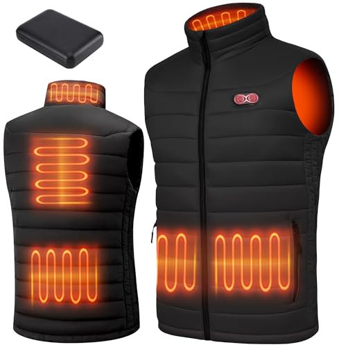 Techstuph Heated Vest for Men,Heated Body Warmer with 5 Heating Zones, Heated Jacket with 10000mah Battery Pack, Smart Electric Lightweight Heated Gilet for Fishing Hunting Thanksgiving