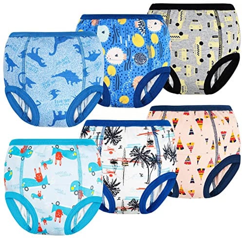 FLYISH DIRECT 6er Pack Töpfchen Trainingshose, 6-Schicht Kinder Töpfchen Trainingsunterhosen, Weich und Atmungsaktiv Töpfchen Trainingshose, 140/7T