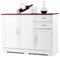 TANGZON Sideboard Storage Cabinet, Wooden Kitchen Cupboard with 3 Doors, 2 Drawers & Adjustable Shelf, Buffet Cabinet Organiser for Dining Living Room (100 x 40 x 78cm, White + Brown)