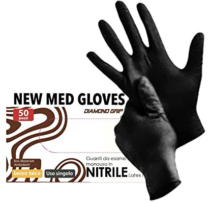 MA Y MA ENJOY SHARING Guanti in Nitrile Arancioni, Senza Polvere, Senza Lattice, Ipoallergenici, Certificati CE conforme alla norma EN455, Guanti per Alimenti, Guanti Monouso (150, M BLACK)