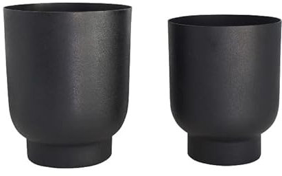 LaLe Living Blumentopf 2er Set Ayaz in Schwarz, Ø13/15 cm