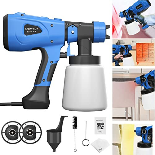 Farbsprühsystem 600W Farbspritzpistole Elektro Lackierpistole mit 3 Spritzmuster für Lacke, Verstellbarem Luft Farbfluss, 1000 ml Behälter, zum Besprühen von Zäunen, Terrassendielen, Gärten, Möbeln