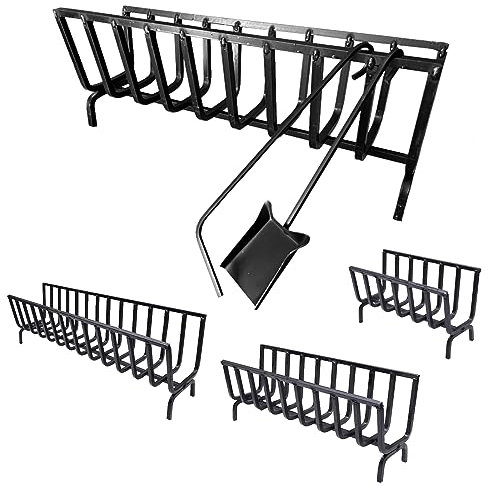 ANGELO PEGORARO Braciere per camino e barbecue in ferro battuto grigio, BRUCIALEGNA LARGO FERRO BATTUTO, 56x25 cm