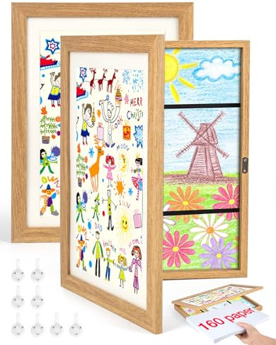 Joyshare A4 Bilderrahmen Kinderzeichnungen holz - Bilderrahmen Wechseln Kinderzeichnungen 24x33x3 cm holz eiche 2 Stück