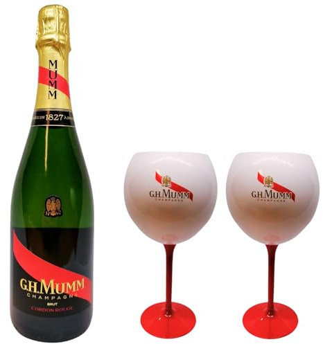 G.H. Mumm Champagner Brut Grand Cordon Rouge 0,75 l 12% + 2 x G.H. Mumm Acryl Champagnerglas als Geschenkset by Reichelts