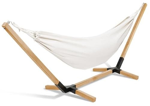 IDMarket - Hamaca con soporte madera y tela cruda Tahití