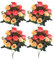 4 mazzi di fiori di cimitero del cimitero di rose finte per tomba, 11,8 '' fiori artificiali per tombe 12 fago fiori di seta fiori commemorativi per tomba decorazione del cimitero di vaso aranci