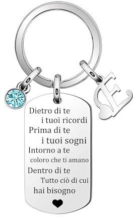 Inpirazione Portachiavi Regalo,Argento 26 Lettera A-Z Inglese Initial Pendente Portachiavi Per Le Donne Uomini Unisex Figlia Figlio Sorelle Amici Amante Compleanno Natale Laurea (E)