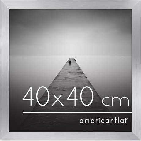 Americanflat Cornice 40x40 cm Argento - Cornice Quadrata in Legno MDF con Pannello Protettivo in Plastica e Ganci Integrati
