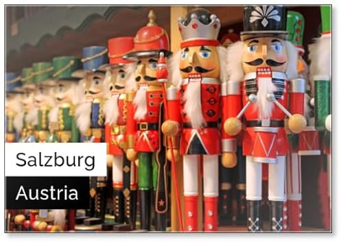Bunte Nussknacker auf einem traditionellen Weihnachtsmarkt in Salzburg, Österreich, Design 1, Kühlschrankmagnet