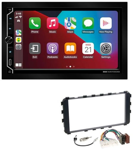 ESX VMX700DAB 2-DIN Autoradio kompatibel mit Wireless Apple CarPlay Android Auto Bluetooth DAB+ passend für Toyota Yaris schwarz mit OEM-Navi