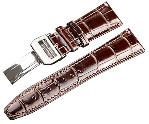 Clouismus Für Iwc Portugues Pilot echtes Leder Uhren Armband Accessoire 22mm Krokodil Getreide Watchbänder(Brown)