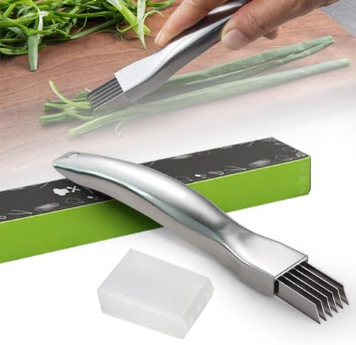Bkemkri Cuchillo rallador, cortador de cebollas, cortador de cebollas de acero inoxidable, cuchillo rallador de cebollas, picador de ajo de frutas y verduras para muchas verduras y frutas (1 ud.)