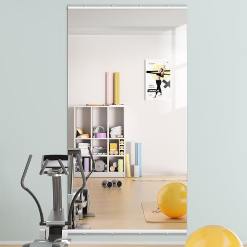 Hasipu Fitnessspiegel 200x90cm, Wandmontage, Modern, Ungerahmt, Aluminiumrahmen, Silber, Explosionsgeschützt, Gehärtetes Glas, Für Fitnessstudio, Garage, Tanzstudio, Zuhause
