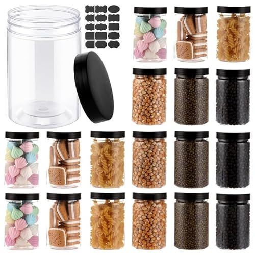 AKOLAFE 20 Pièces Bocal Plastique avec Couvercle, Bocaux en Plastique