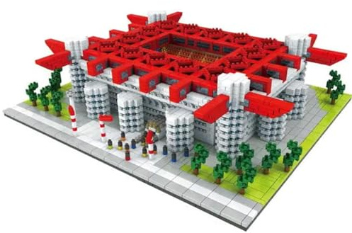 Habarri - Mini Klemmbausteine Set - Komplettset Mini Fußballstadion Modell - Geschenk für Kinder ab 8, Erwachsenen, Sportfans - 3D Stadion Modell - 3500 Elemente - Fußballstadion San Siro