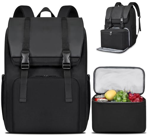 BERTASCHE Lunch-Rucksack, Laptop-Rucksack, 39,6 cm (15,6 Zoll), mit isolierter Kühlbox, für Männer und Frauen, Vintage-Arbeitsrucksack für College, Business, Pendler, Reisen