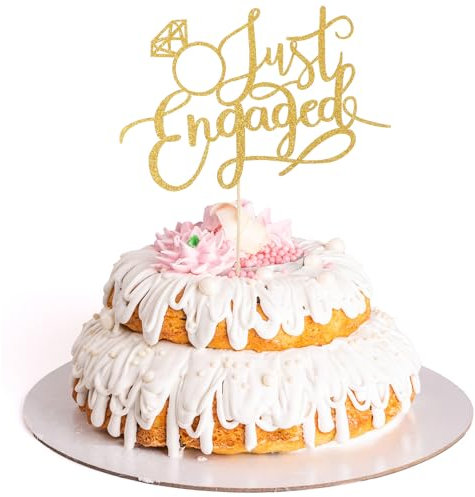 Wanmu 2 Stück „Happy Engaged“-Kuchenaufsatz „Wir sind verlobt um die Dekoration für die Verlobungsparty auszuwählen“ Cupcake-Dekoration für Braut Verlobung Hochzeit Verlobungsring-Schild