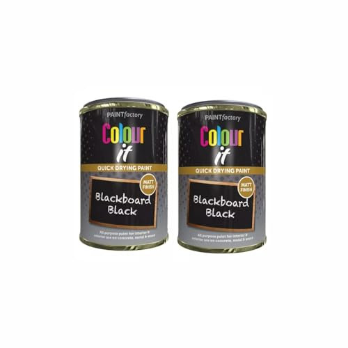 PEBBLE HUG Blackboard Black Matt Tin Paint, Easy To Apply, DIY Projects, Perfect For Interior & Exterior Use, Quick Drying, Metal, Wood, Plastic, Home Décor, 300ml, (2 Pcs)