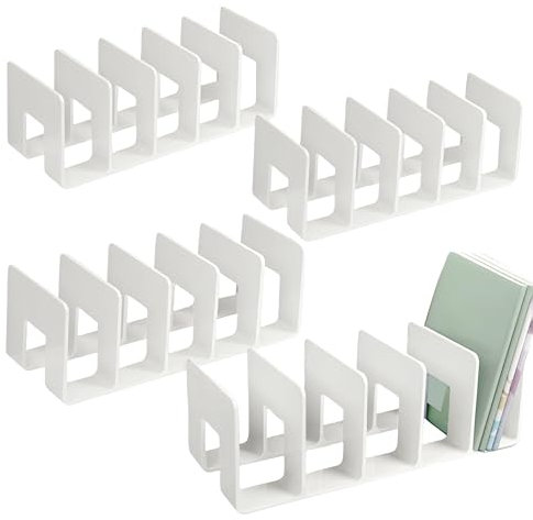 ferma libri da scaffale, organizer scrivania in acrilico,4 pezzi porta libri bianco, organizer libri, porta libri da scrivania organizer portatile per scrivania per la scuola
