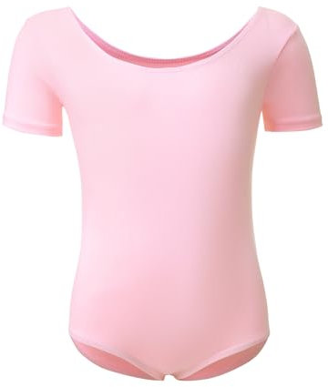 Kefiyis Body Danza Bambina Donna Body Danza Classica Cotone Balletto Body Leotards Manica Corta Body Ginnastica Artistica per Ragazze e Donne Taglia 110-170 Rosa 130