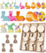 Bixury Holzanhänger Ostern Basteln Kinder, 36 Stück Ostern Geschenke Kinder Dekoaufhänger, Ostern Osterschmuck zum Aufhängen Osterdekoration, Ostereier Bemalen Maschine DIY Bastelsets Ostern Kinder