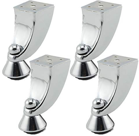 HSIRYAOHD Möbelbeine 4 Stück Möbelfüße Metall Möbelbeine Schöne Neigung Moderne Sofa Couch Beine Metall Chrom Poliert Schrank Tisch Schreibtisch Bett Hocker Ersatzfüße