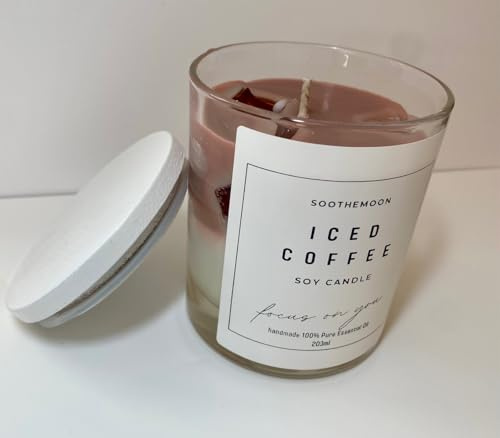 Eiskaffee als Kerze, Duftkerze Kaffee,Iced Coffee Candle 200 ml, mit Kaffeeduft, aus natürlichem Sojawachs, im Glas für Kaffeliebhaber, schöne Dekoration Gastgeschenk.