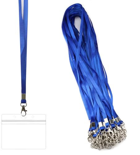 50 cordini portachiavi blu, 45 cm, in nylon da appendere con girevole in metallo, per chiavi, cellulare, portafogli e porta badge