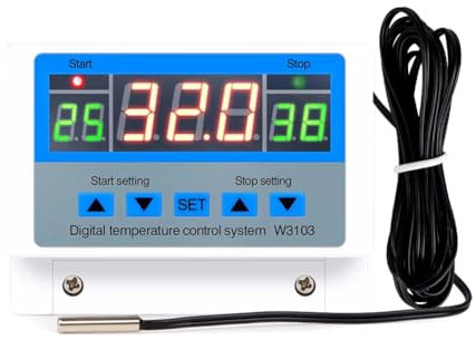 Cpolebev Digital Temperature Controller 220V Max 5000W Digital Thermostat 30A -19 to 99℃ Temperature Controller Switch XH-W3103