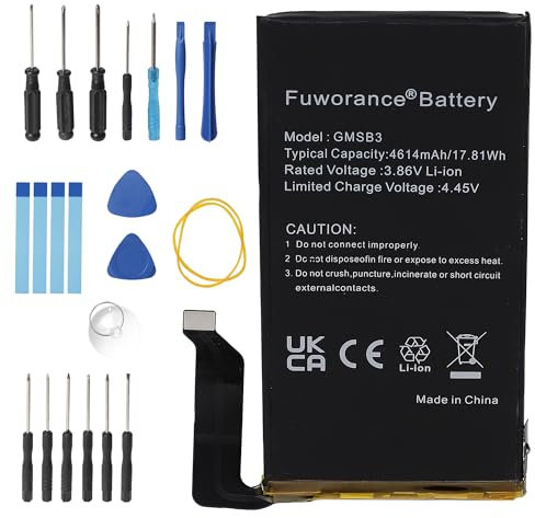Fuworance Batteria di ricambio 4614mAh 3.86V 17.81Wh GMSB3 compatibile con Google Pixel 6 GR1YH G9S9B GB7N6 Smart Phone Ricaricabile agli ioni di litio Batteria con kit di Strumenti