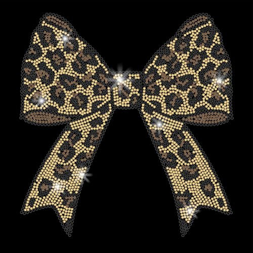 SUPERDANT Leopard Print Bow Iron On Transfers Leopard Bow Heat Transfer Stickers Iron on Patches Stickers Washable Heat Transfer Decals For Girl's T Shirts Clothing Jeans Backpacks DIY Applique Decals