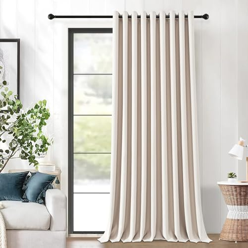 MRTREES Thermovorhang Gardine Blickdicht mit Ösen, Raumteiler Vorhang 210 cm Lang 200 cm Breit, 1 Stück, Verdunklungsvorhänge Beige Kälteschutz für Tür Wohnzimmer Kinderzimmer