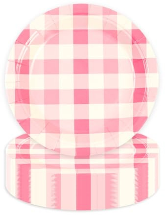 AHPYEUHK 50 piatti di carta usa e getta da 17,8 cm, per dessert, torte, feste, compleanni, picnic, matrimoni, vacanze, laurea, baby shower, decorazioni (rosa)