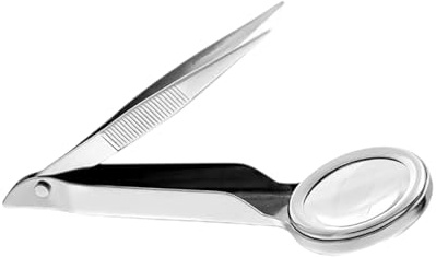 Tragbare Augenbrauen-Pinzette mit Lupe, Glaspinzette für Gesichtsbehandlungen, Haarsplitter und eingewachsene Haarentfernung, Augenbrauenentfernung, Essentials