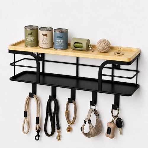 TIDIIABODE Key Holder for Wall with Shelf, Key Hooks Wall Mounted, Dog Lead Hook & Coat Hooks with Shelf, Key Hangers for Wall for Entryway & Hallway