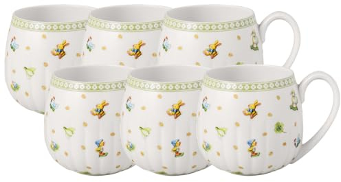 Villeroy & Boch - Easter Delight Henkelbecher 6er Set grün, Becher für Kaffee oder Tee Ostern, Oster Tasse Keramik, Kaffeebecher, Heißgetränkebecher, Premium Porzellan