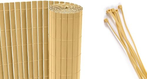 CASANOOV Canisse PVC VISO 5x1,5 m 7,5 m² Beige Brise Vue Occultation 95% Lames 30 mm Résistant UV Haute Qualité Jardin Terrasse Balcon Durable Densité 1,6 kg/m² Fil Métallique Renforcé