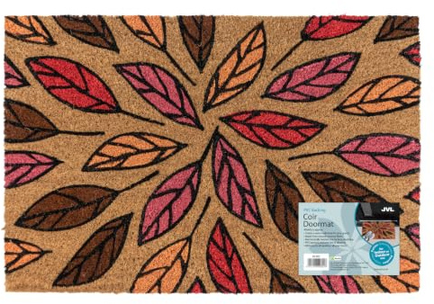 JVL PVC Backed Coir Doormat 40x60cm Autumn Leaves Door Mat