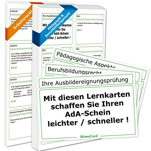 AEVO-Lernkartei (380 Lernkarten) - Kompaktwissen zur Ausbildereignungsprüfung/zum AdA-Schein, Ausbilderschein; Prüfungsjahr 2025