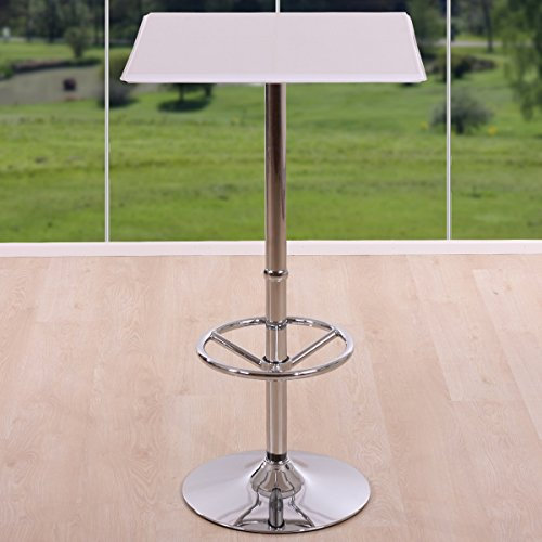 Mendler Bartisch Stehtisch Bistrotisch Chicago mit Fußablage, quadratisch 110x63x63cm MVG-Zertifiziert - weiß