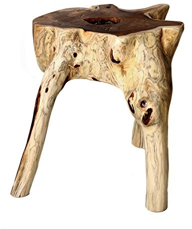 Brillibrum Design Wurzelholzhocker Teakholz Baumstamm Hocker aus einem Stück gefertigt Beistelltisch Wurzelhocker Sitzhocker Echtholz Teak Wurzelhocker Unikat Holzhocker massiv Holzstamm