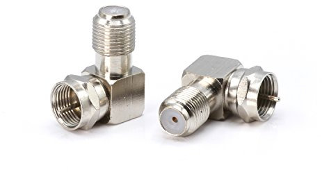THE CIMPLE CO Koaxialkabel, rechtwinkliger Stecker, 4 Stück, für enge Ecken und Flachbildfernseher Montage, 90 Grad F-Typ-Adapter für Koaxialkabel und Wandplatten