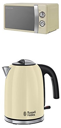 Russell Hobbs RHMM701C 17L Manual 700w Solo Microwave Cream & Russell Hobbs Colour Plus Kettle 20415, 3000 W, 1.7 L - Cream