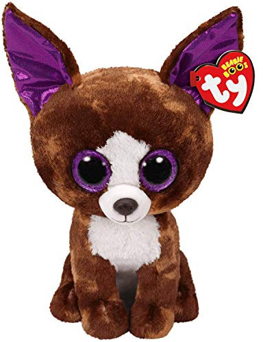 TY 36878 Dexter, Chihuahua 15cm, mit Glitzeraugen, Beanie Boo's, 15 cm, Braun