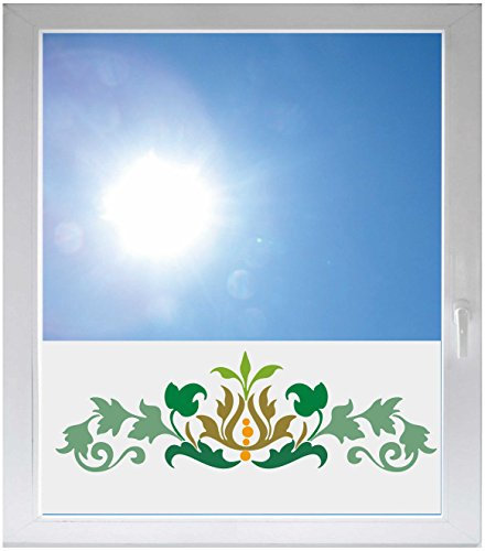 INDIGOS UG - Fensterfolie Blickdicht Ornament - 1000x500mm - Sonnenschutzfolie Fenster - Sichtschutzfolie Fenster Bad, Küche, Fenster, Milchglasfolie