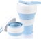 AniSqui Collapsible Silicone Coffee Cup [Threaded Mouth], 16oz/450ml, Leak Proof, BPA Free, Eco-Reusable, Portable With Lid (Blue)